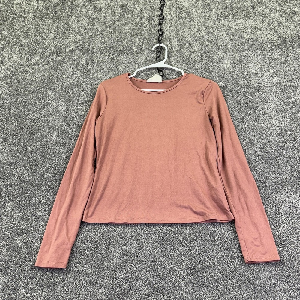 Sadie & Sage Shirt Womens S Pink Long Sleeve Crew Neck Jersey Basic Casual